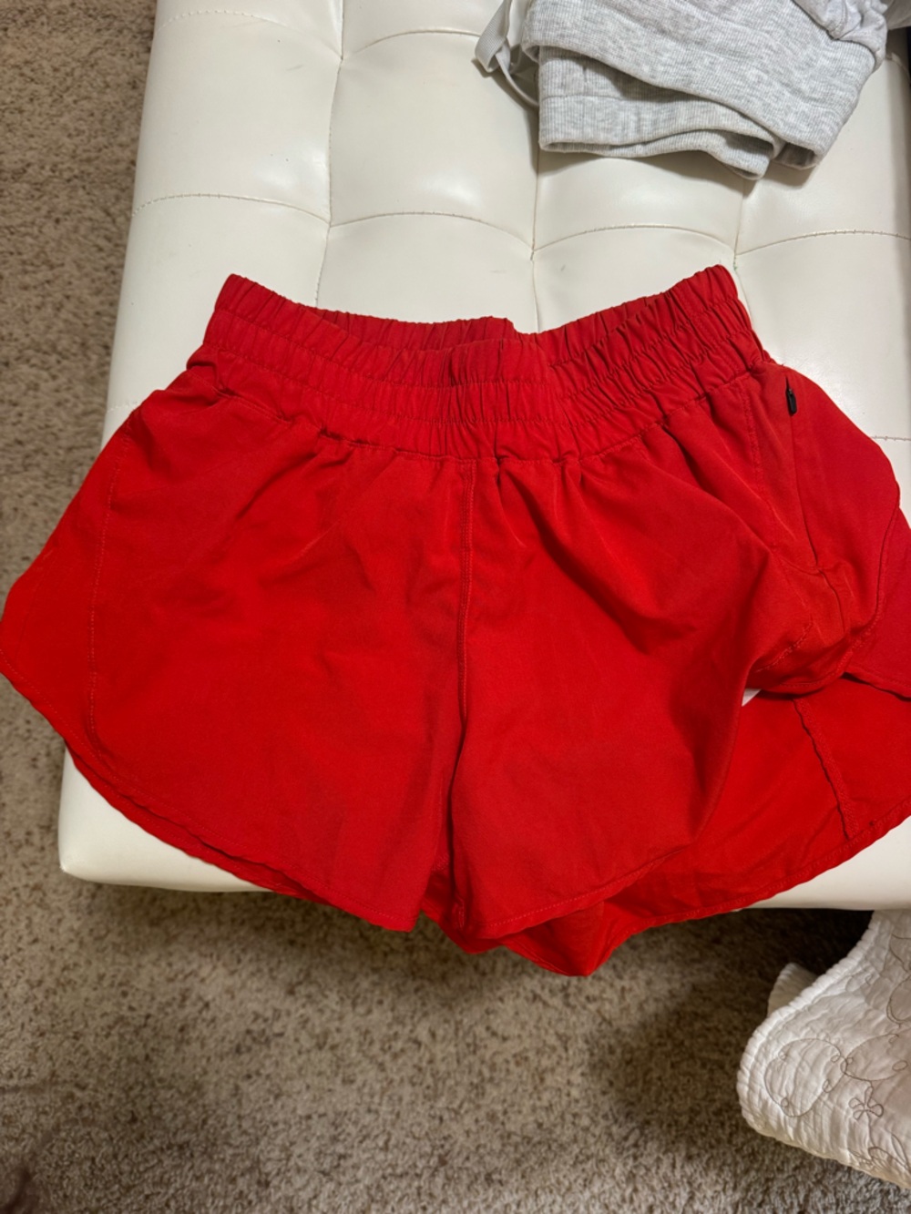 Women's Red Elastic-Waist Athletic Shorts